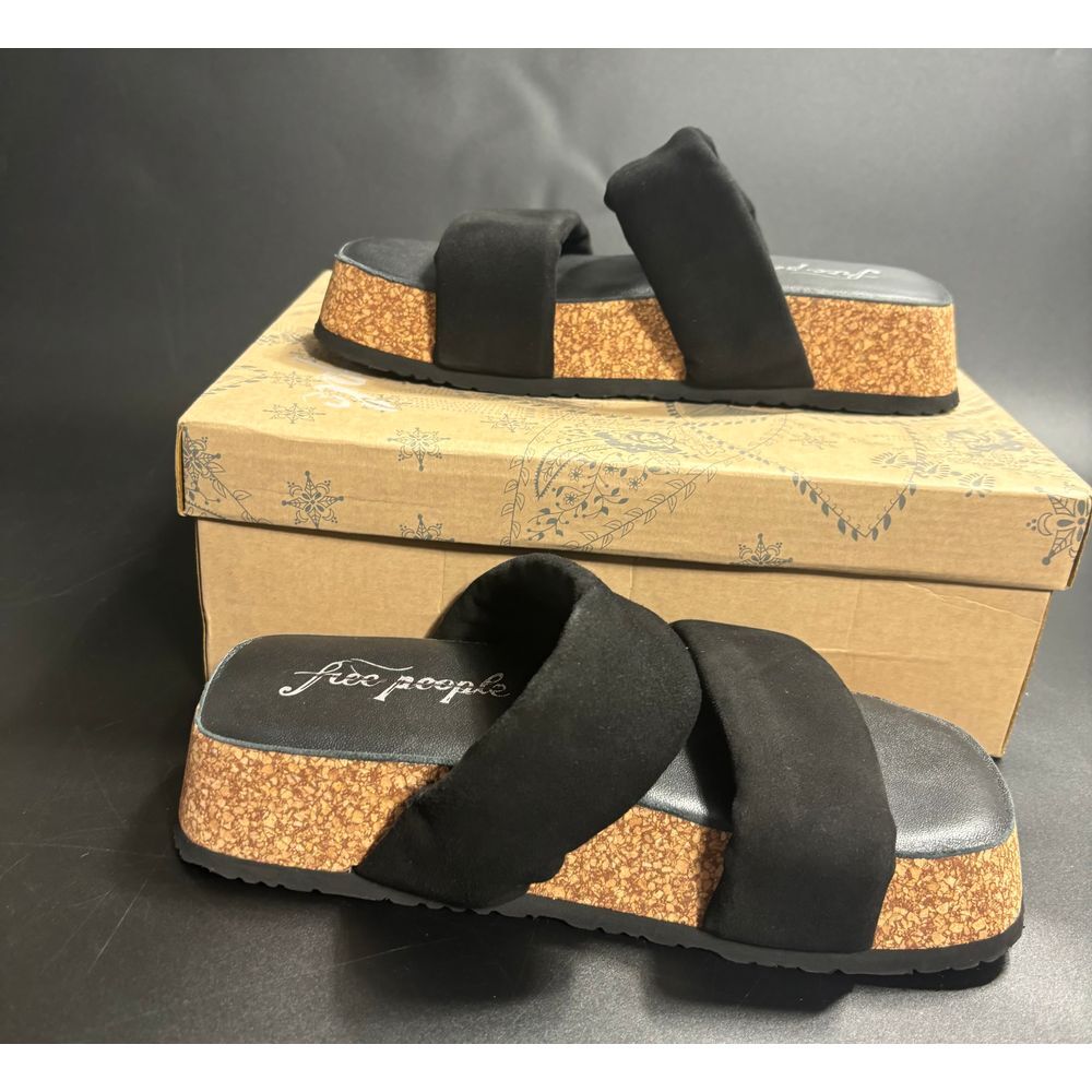 Free People NiB Fairmount Flared Footbed Sandal in Black Size EU/37 US 6.5 $98